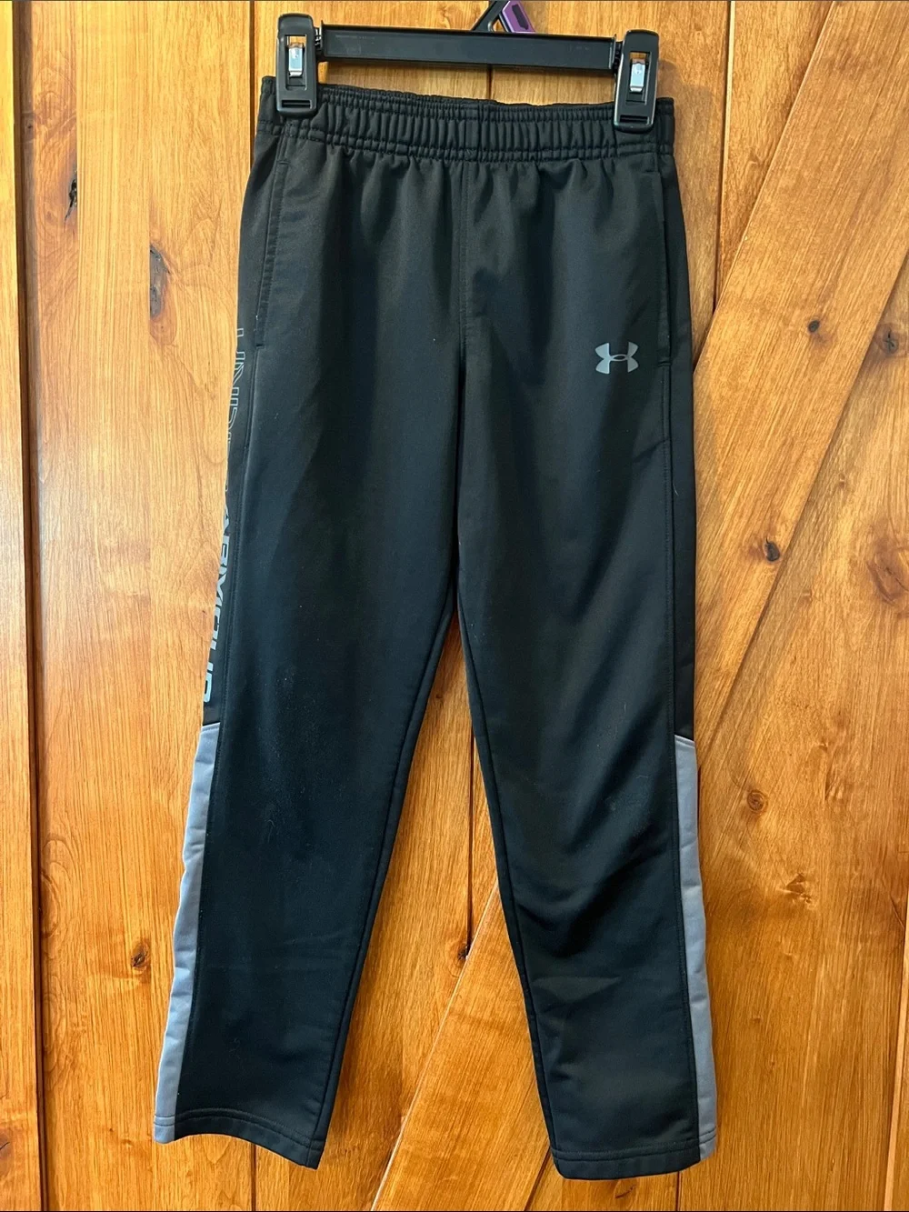 Under Armour Black Joggers with Gray Side Panels - Kids